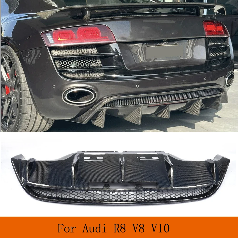 

Автомобильный задний диффузор из углеродного волокна подходит для Audi R8 V8 V10 2-дверный 2008-2015 нижний спойлер баллончик Защита корпуса комплекты Заводская розетка