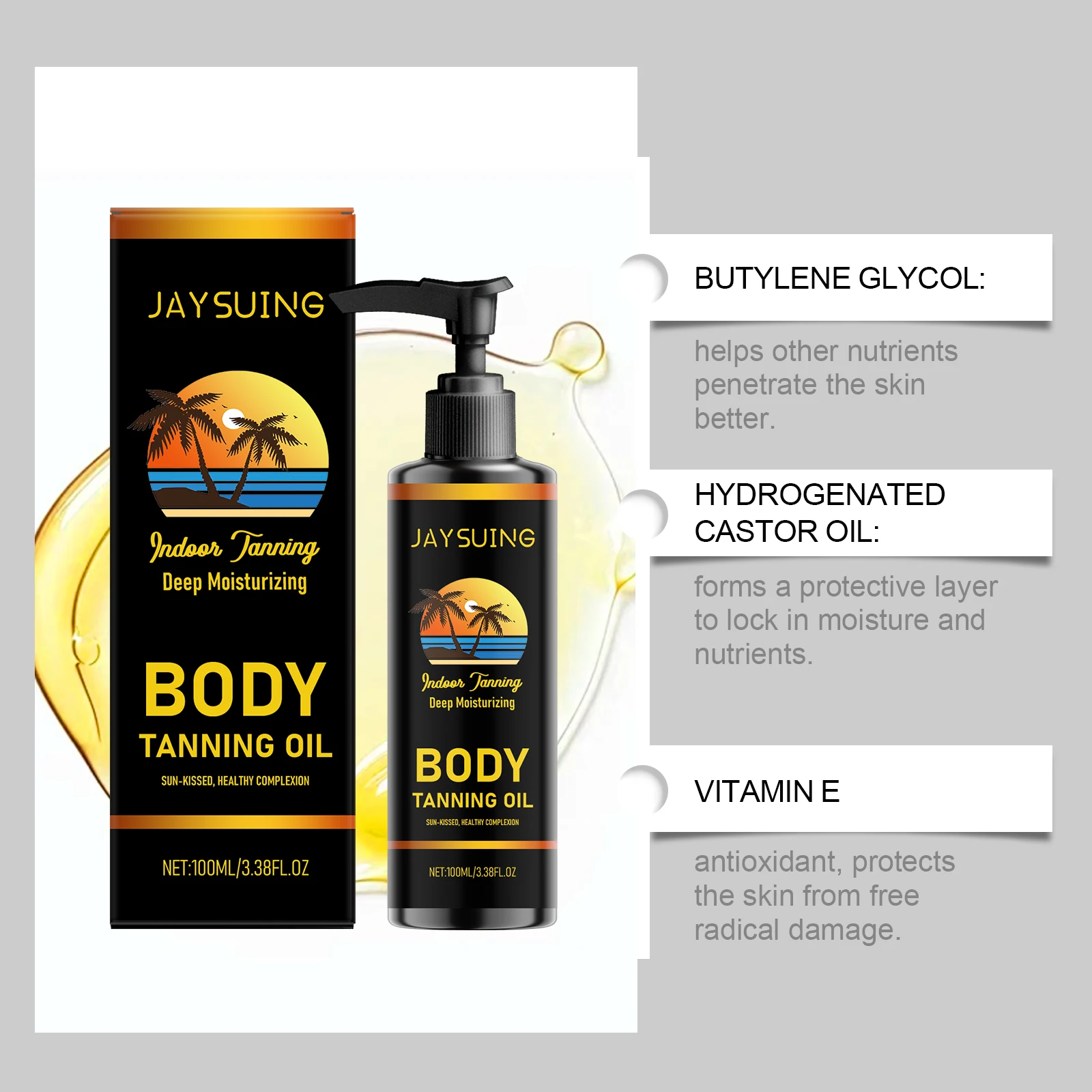 Tanning Oil Sunless Self Tanner Tanned Intensifier Natural Glow Skin Color Tan Accelerate Outdoor Moisturize Body Bronzing Drops