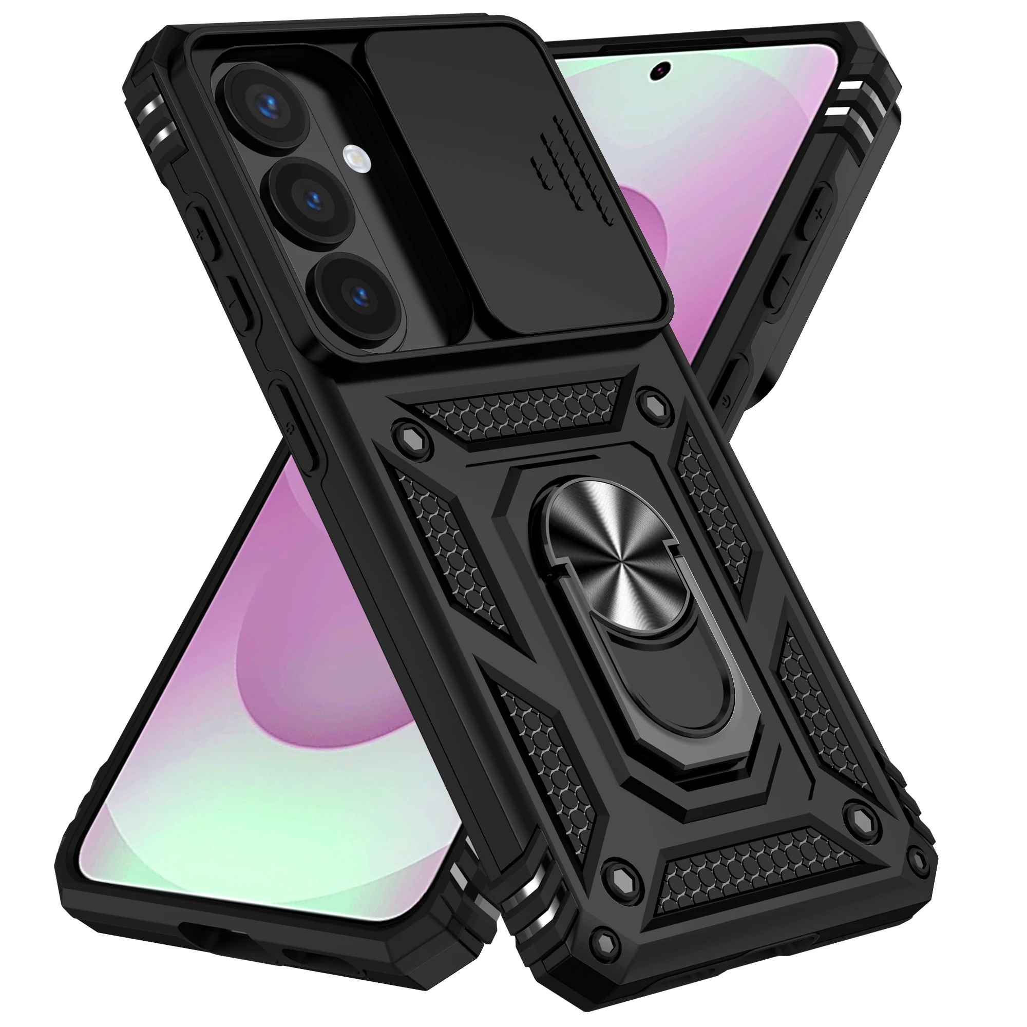 Dual Layer Metal Ring Protective Phone Case