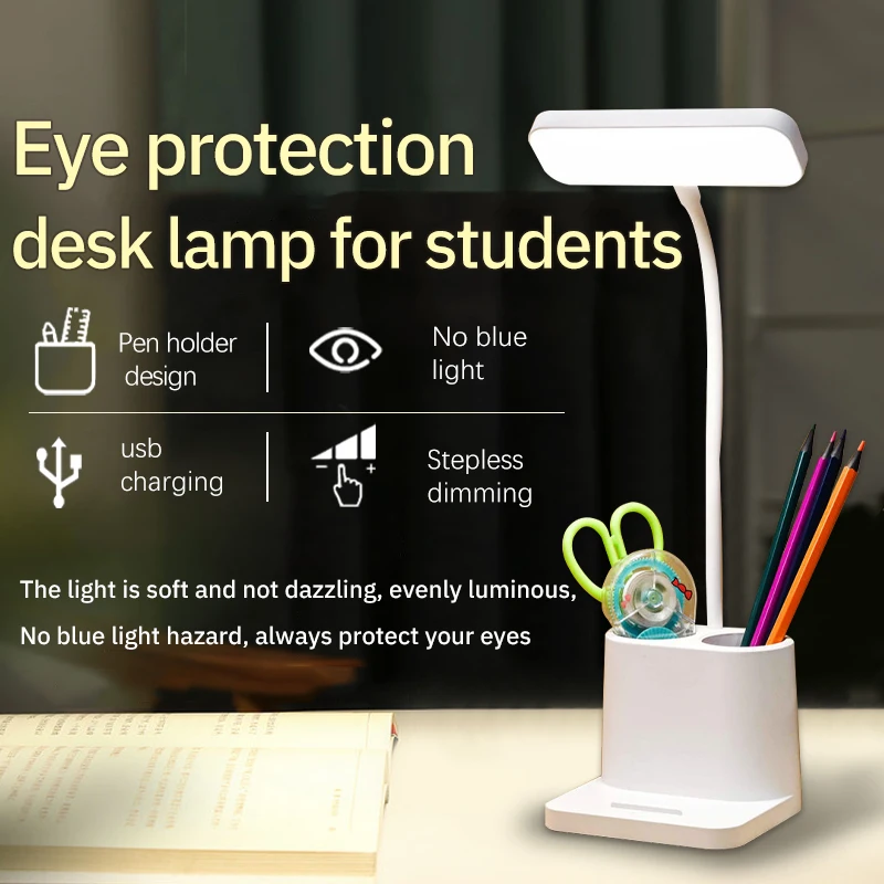 

Usb Rechargeable Table Lamp Built-In Battery Reading Book Desk Lamp Night Home Lighting Emergency Light
