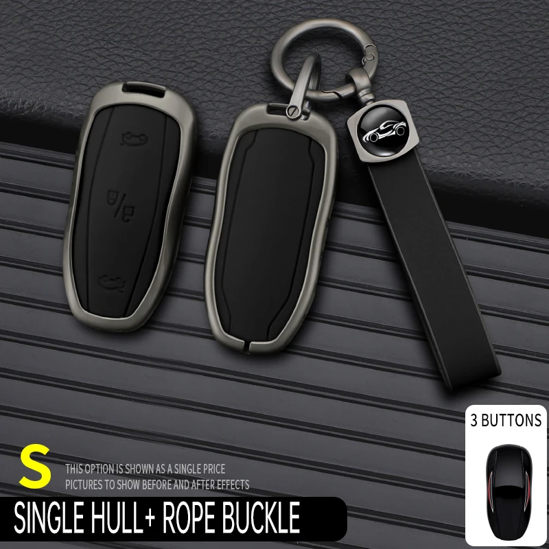 Zinklegierung + Leder Auto Smart Key Cover Case Shell Fob für Tesla Model 3 Modell Y S Autoschlüssel Innen Schutzhülle Styling Zubehör – Detail 8