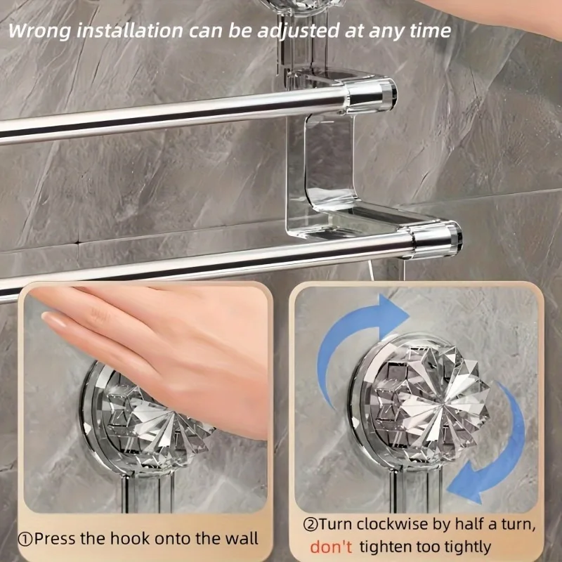 Dual-layer Suction Cup Towel Rack Non Punching Strong Bath Towel Holder Shower Door Bar Rack Bath Holder with Hook