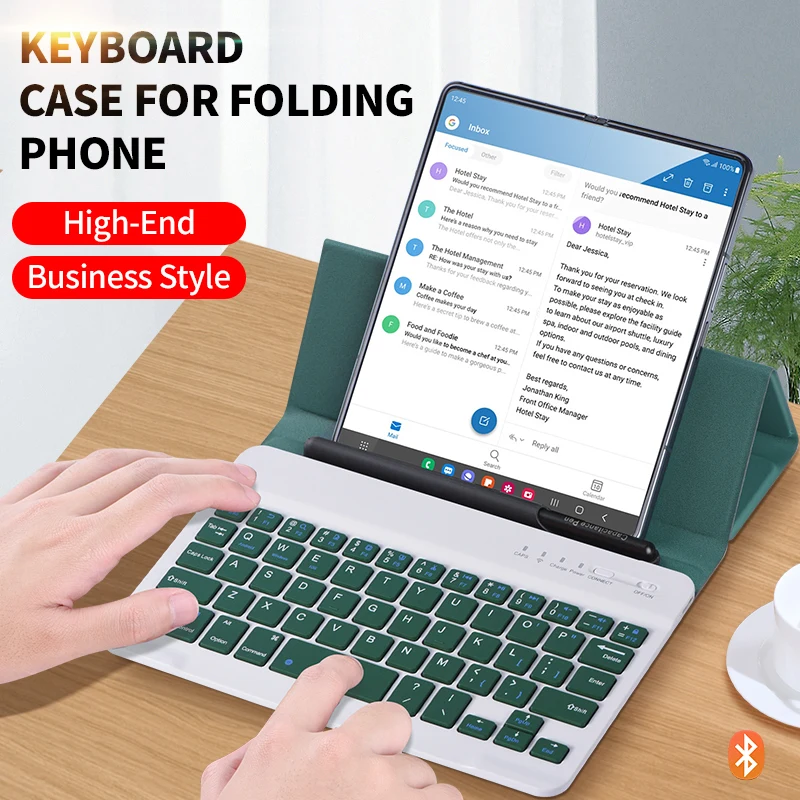 

Magnetic Bluetooth Wireless Keyboard Case For Samsung Galaxy Z Fold 4 3 2 Folding Leather Stand Keyboard Cover with Optional Pen