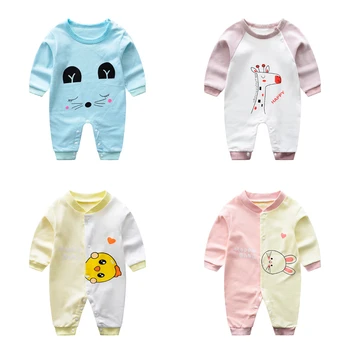 Newborn Spring Bodysuits Summer Sleep Clothes Infantil Thin Soft Pajamas Babies Girls Cute Printing Long Sleeve Jumpsuits 1