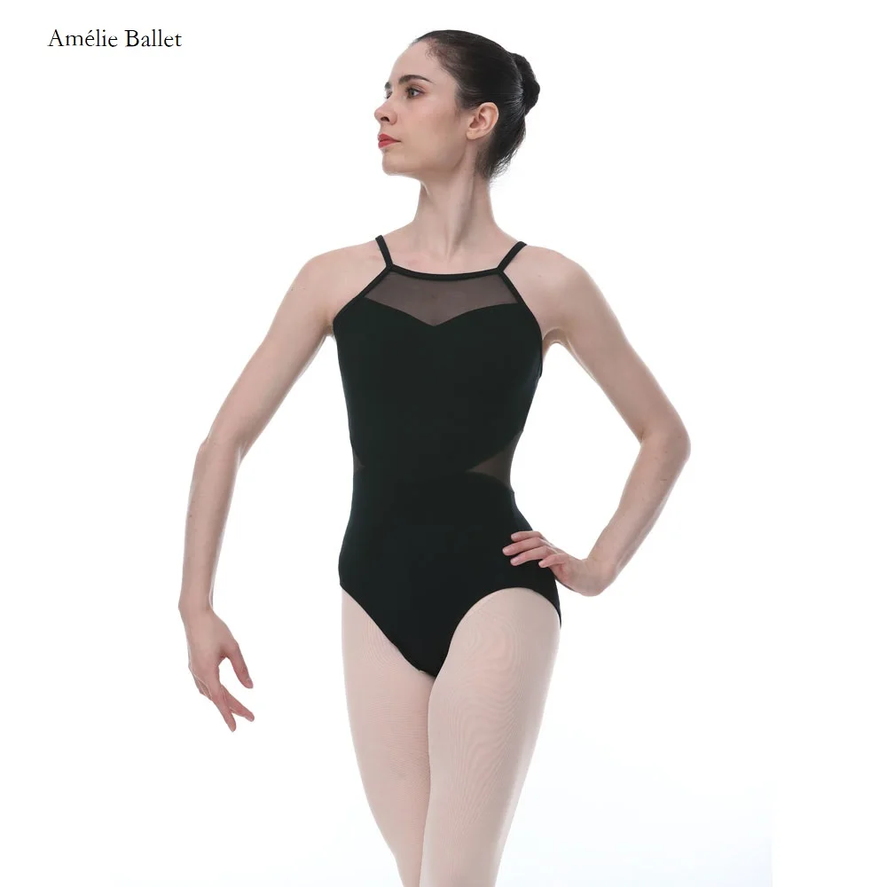 

03D0219 Free Shipping Adult Dance Letoards Camisole Leotard with Mesh Cotton Lycra Mesh Costumes for Women Practice Dancewear