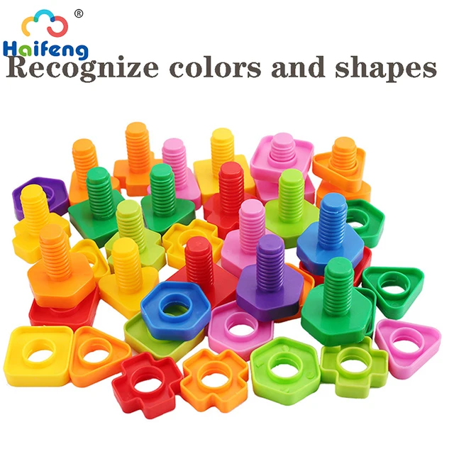 20pcs Screw Building Blocks Creative Block Mosaic Puzzle Toys For Children Plastic Insert Blocks Nut Shape Boys Educational Toy 1