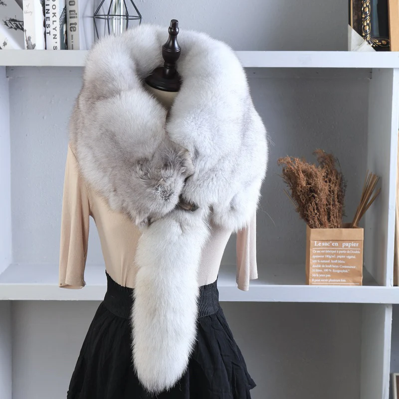 2026 Luxury Brand Real Fox Fur Scarves Women Winter Real Natural