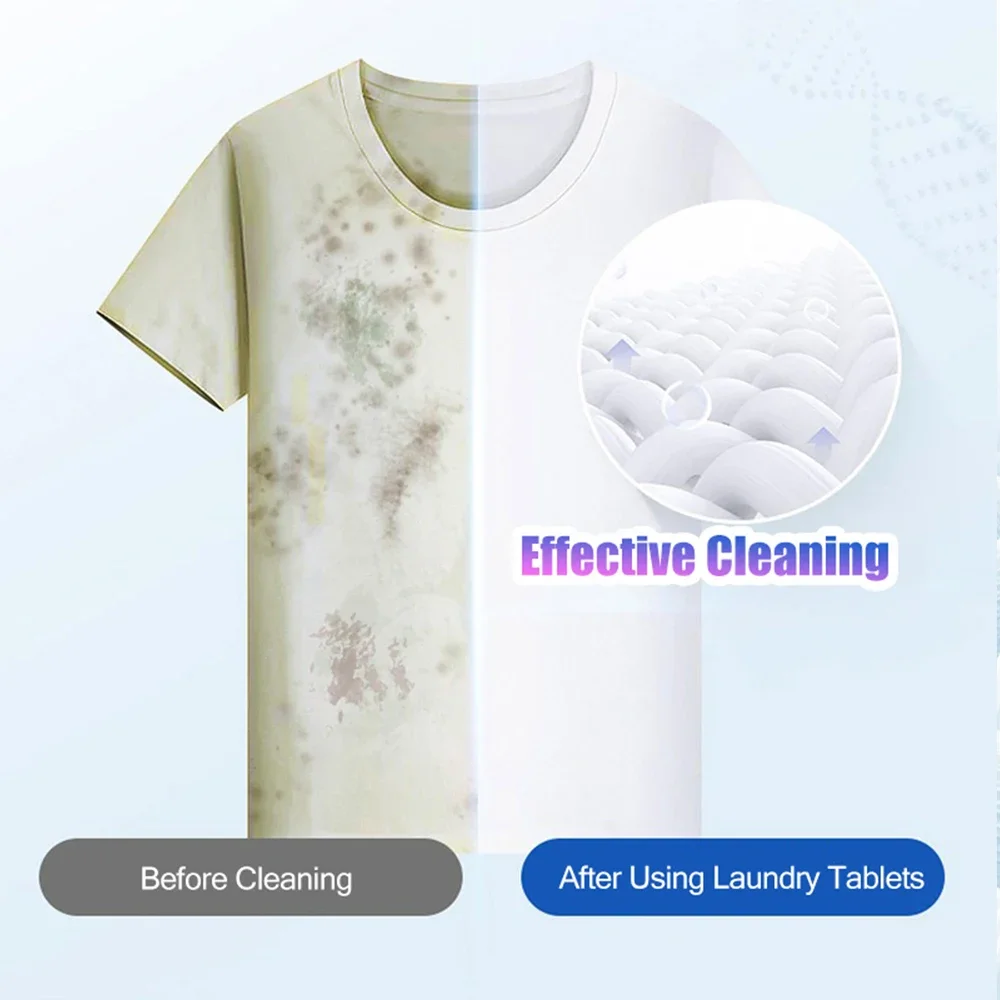 120/10Pcs Laundry Tablets Strong Decontamination Washing Laundry Detergent Underwear Clothes Cleaning Sheet For Washing Machine