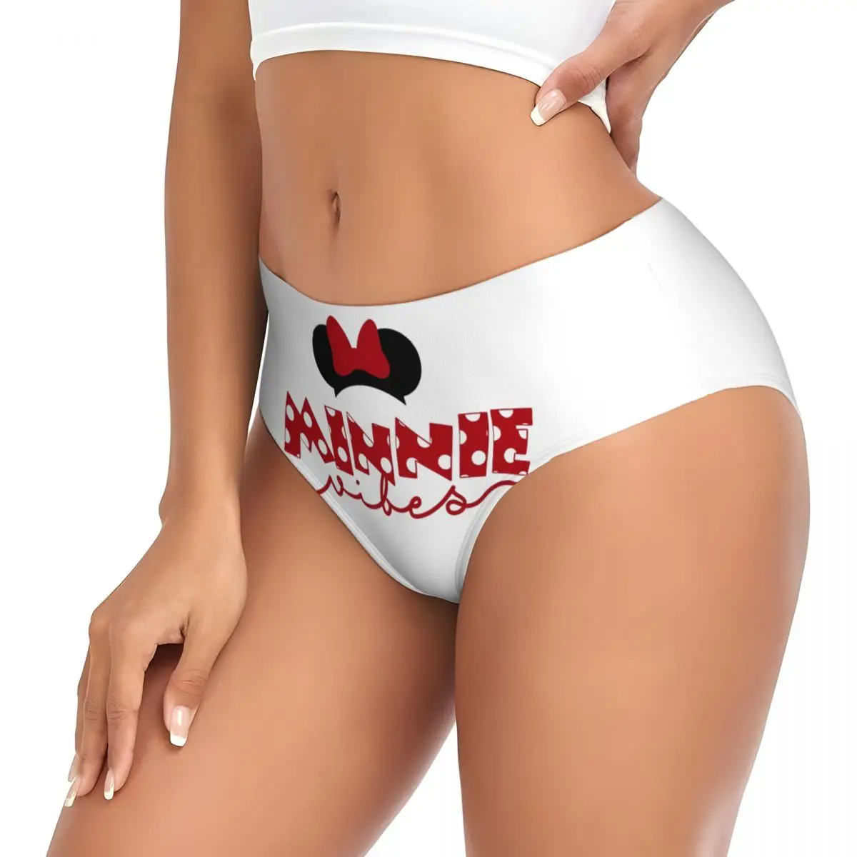 Kawaii Minnie Mouse Bow Tie Women Underwear Brief Full Coverage No Show Cartoon Mickey Ladies Panties 3