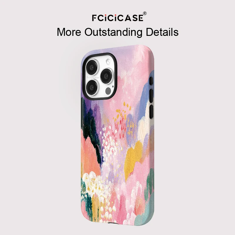 Fcicicase Colorful Painting Phone Case For iPhone 17 16 15 Pro Max 14 Plus 13 12 11 Acrylic Magnetic Matte For Magsafe Cover 5