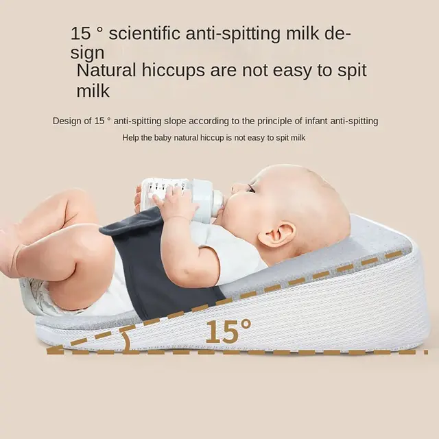 15 ° Slope Design Baby Wedge Pillow Anti Spit Milk Nursing Anti Roll Infant Reflux Supportor Helps Sleeping Nursing Pillow 4