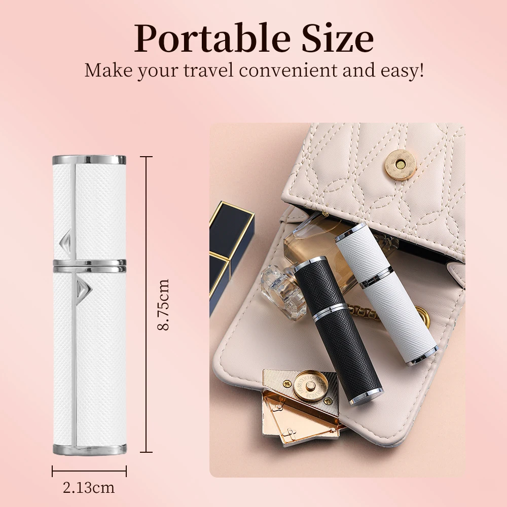 Louischanzl Vaporizzatore in pelle PU di alta qualità, ideale per viaggi in viaggio, con chiusura ermetica, flacone atomizzatore da 5 ml._voghion.com