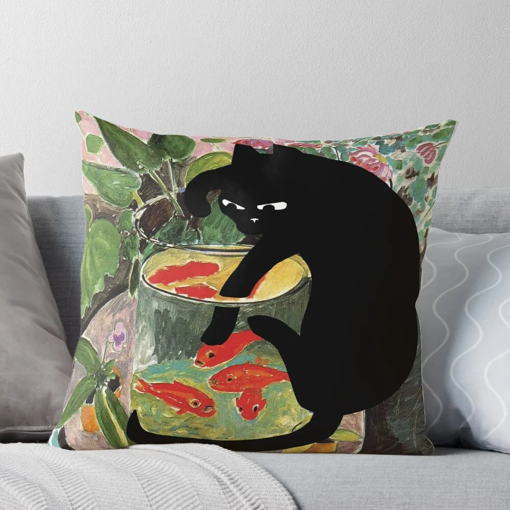 

matisse's goldfish and a cat Throw Pillow Cushion Cover Cushions