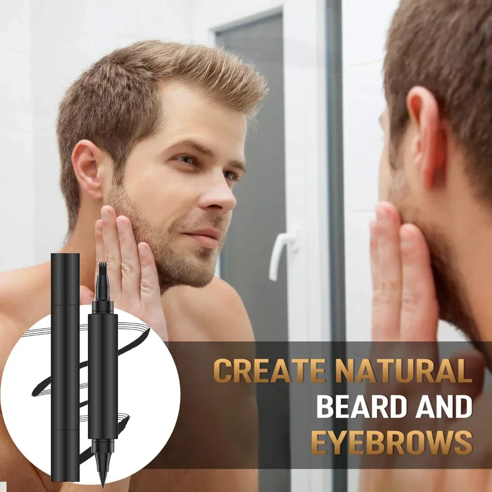 Hot Sale Beard Filling Pen Kit Beard Enhancer Brush Coloring Shaping Tools Waterproof Black Brown Hair Pencil Man Cosmetic