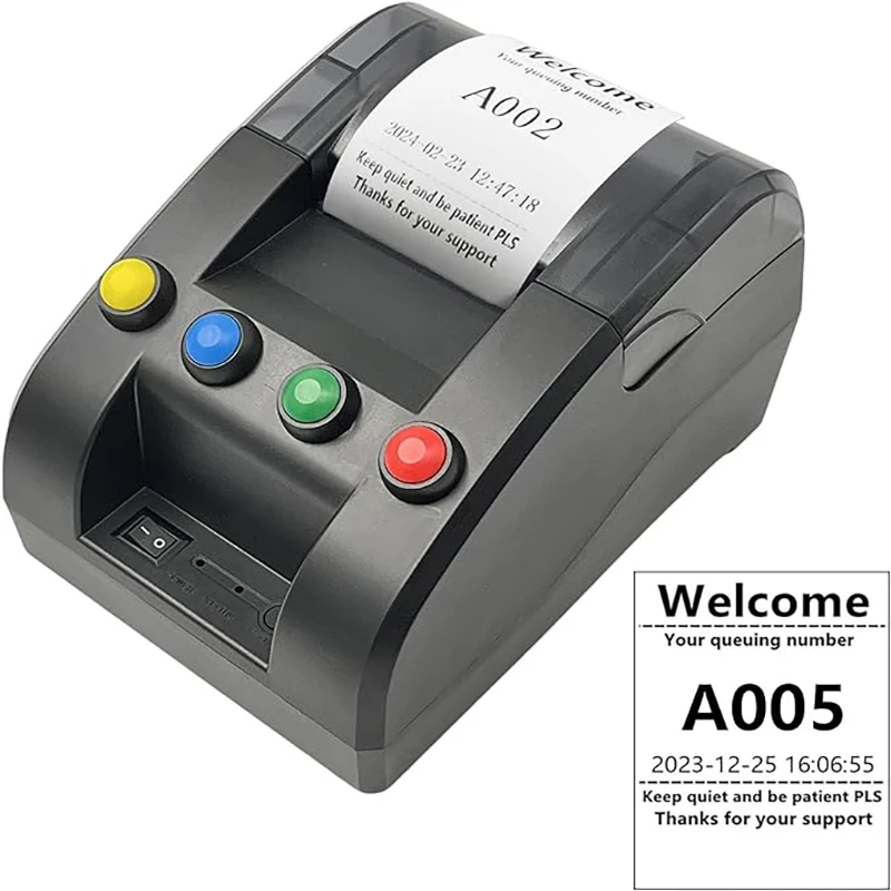 Take a Number Printer Ticket Thermal Printer Ticket Machine with 57mm Receipt Roll for Wireless Calling System
