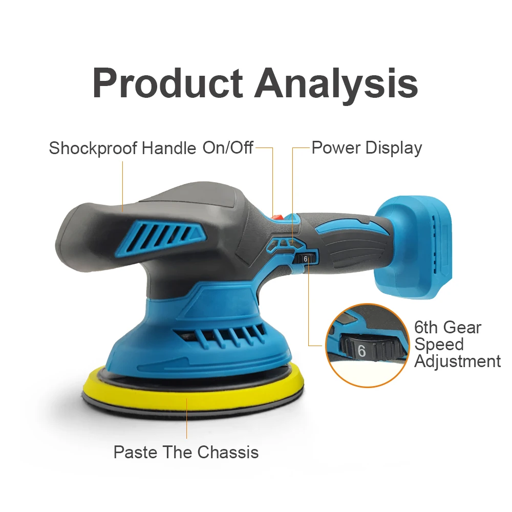 Cordless Car Polisher 6 Gears Electric Auto Polishing Cleaning Metal Waxing Wood Sanding Rust Removal Tool For Makita Battery car polisher cordless car polisher electric polisher