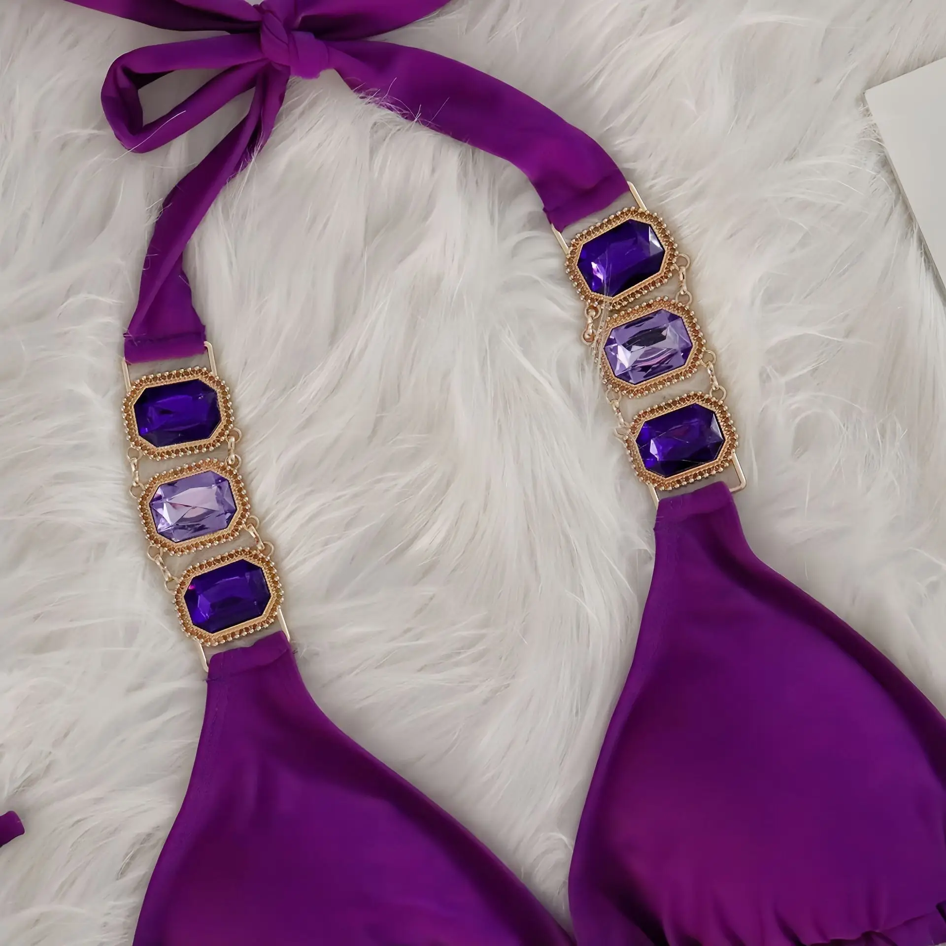 Rhinestone String Bikini - Womens Sexy 2 Piece Swimsuit for Beach Vacation