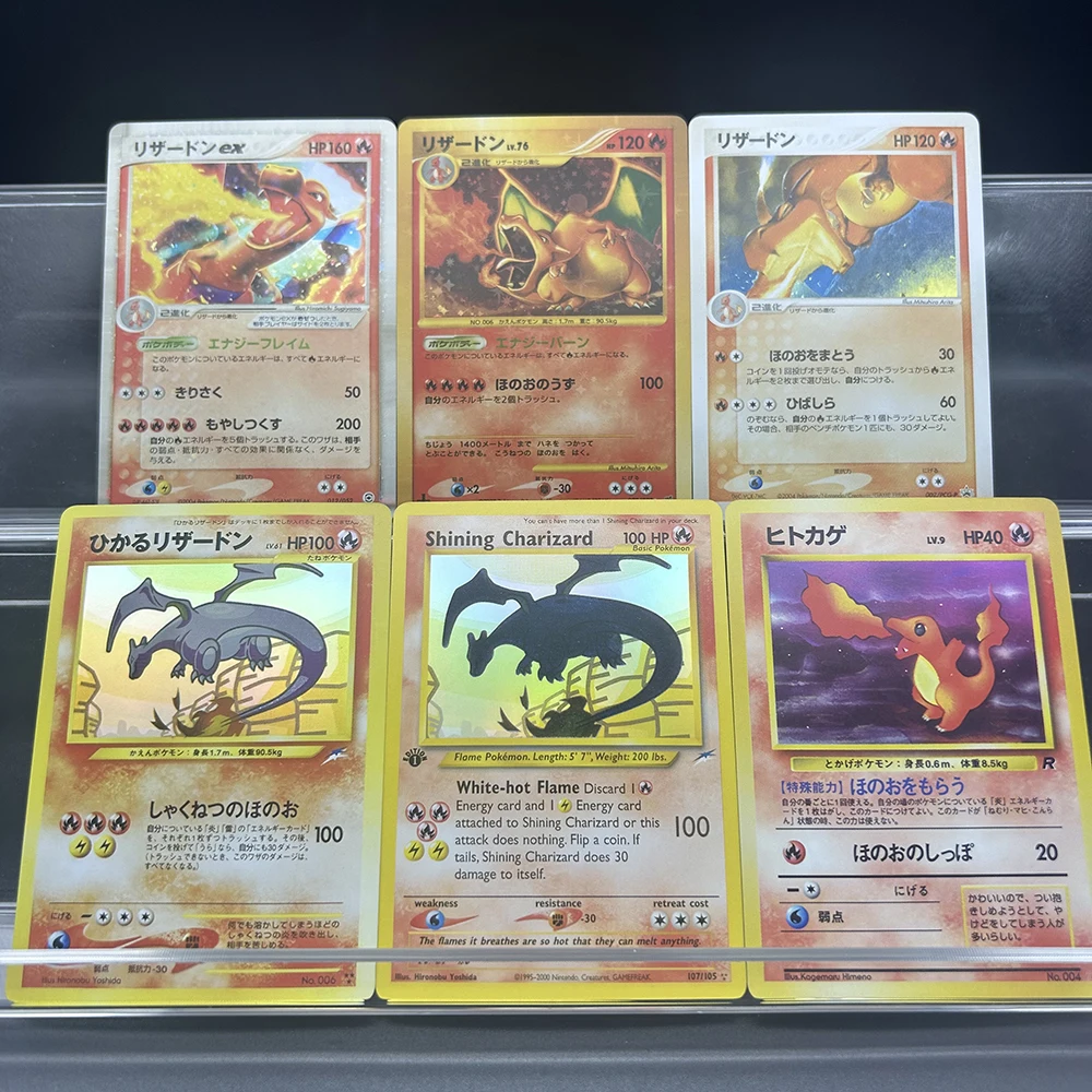 6PCS Rare Holographic Charizard Evolution Anime Card Collector's Set