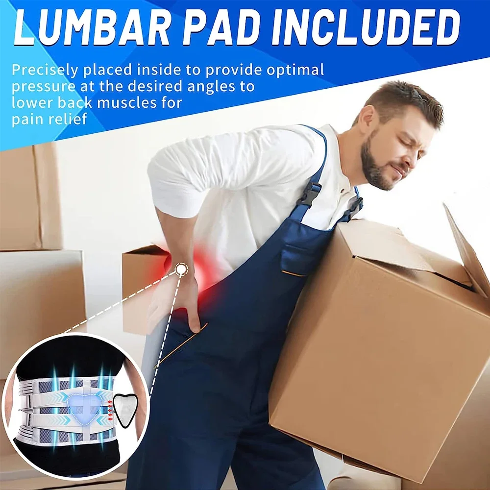 Lumbar Support Belt for Back Pain Relief with Lumbar Pad Lower Brace for Men Women Anti-skid Sciatica