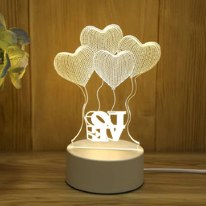 Tanie Romantyczna miłość 3D akrylowa lampa Led do domu lampka nocna