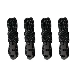 Reflective Windproof Outdoor Tent Ropes with Buckles - Reinforced Safety Camping Accessories (Set of 4) (Black-4pcs-4m)