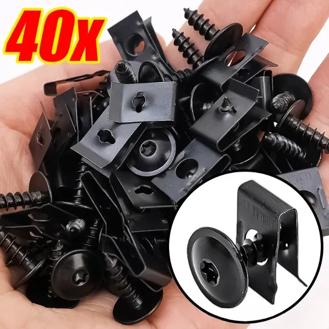 Self Tapping Screws Metal Fastener Clip for Car Motorcycle U-Type Clip with Screw Anti-rust Protection Clip Screw Iron Sheet Kit