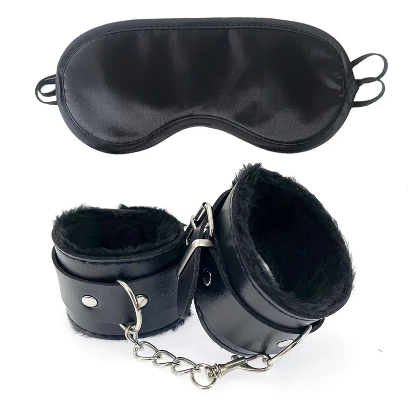 PU Leather Sex Handcuffs with Eye Mask Sex Toys for Couples Adult Games Slave Bondage Restraints Erotic Accessories 2pcs
