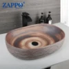 ZAPPO Wood Colored Ceramics Bathroom Sink Vessel Sink for Bathroom  Above Counter Ceramic Bathroom Vanity Vessel Sink Bowl 1