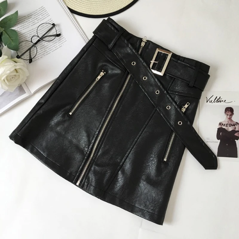 

Sandro Rivers Black Small Leather Skirt, Half-body Skirt, Slim, High Waist, Package Hip, Belt, Spring, Spring