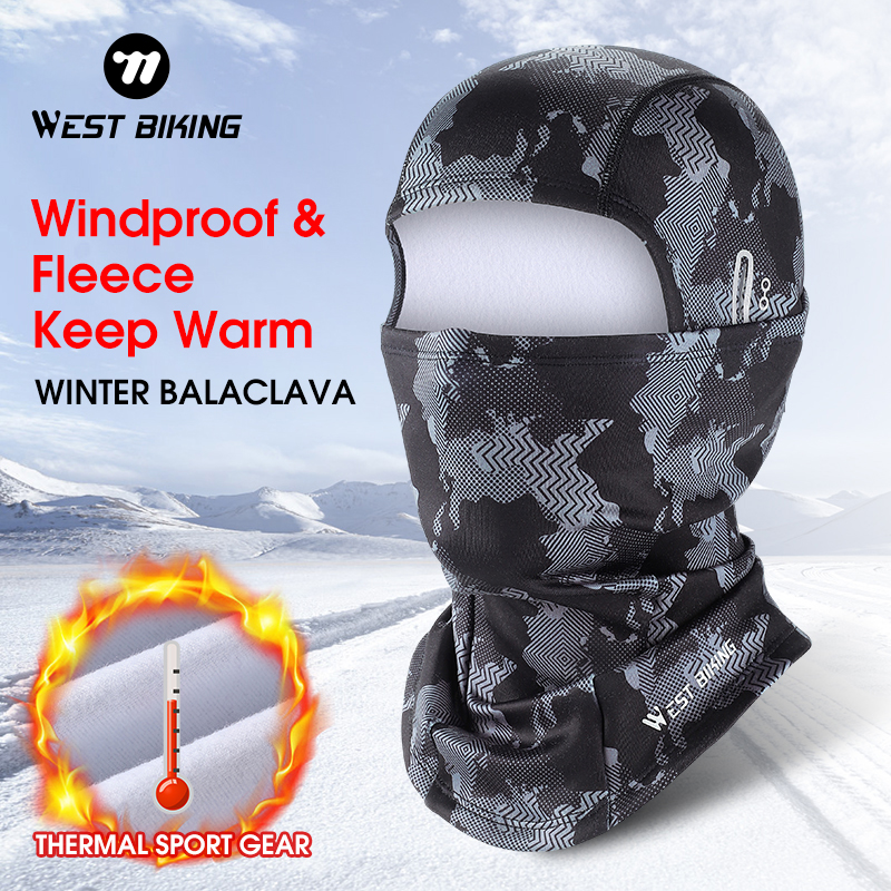 WEST BIKING Winter Cycling Caps Full Face Tactical Balaclava Mask  Fleece Warm Camo Men Hat MTB Road Bike Thermal Sport Gear