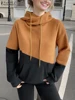 ZANZEA Holiday Hooded Drawstring Tops Women Colorblock Hoodies Fashion Long Sleeve Sweatshirt 2024 Autumn New All-match Pullover 2