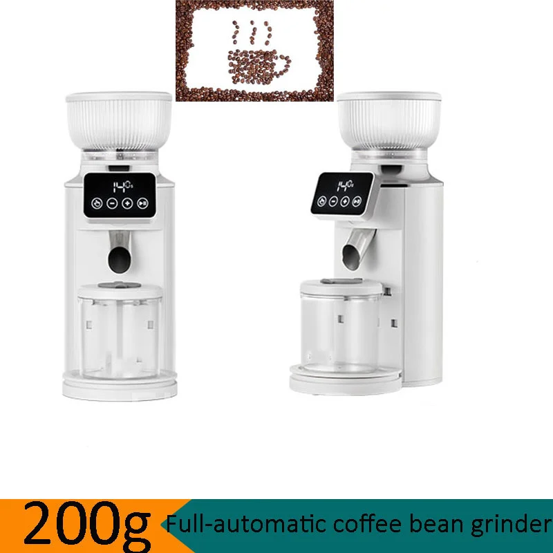 

Electric Coffee Bean Grinder Touch Panel Coffee Bean Crush Maker 200g Commercial Household Espresso Machine Digital Control Mill