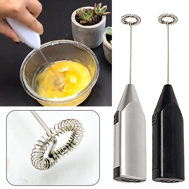 Milk Frother Mixer Whisk Electric Egg Beater Coffee Foamer Kitchen Silver  Mini