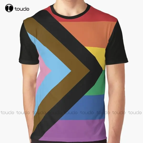 

Графическая футболка с флагом прогресса гордости, индивидуальная футболка унисекс с цифровой печатью Aldult для подростков, забавная уличная одежда с рисунком, мультяшная футболка