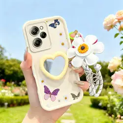 Colorful Butterfly Phone Case Set with Lanyard and Craft Embellishments - 3 Piece Bundle - Poco X5 (WHITE)
