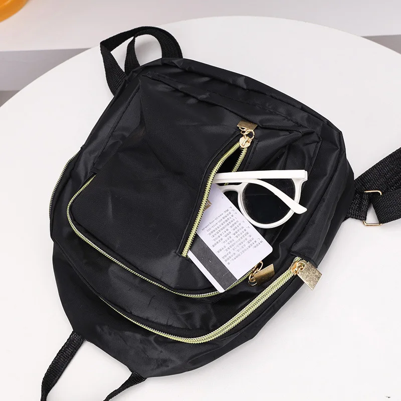 Women's Multi-Function Fashion Girl Nylon Daypack Travel Cute Mini Backpack Men Shoulder Bag Black Purse Hot - 5