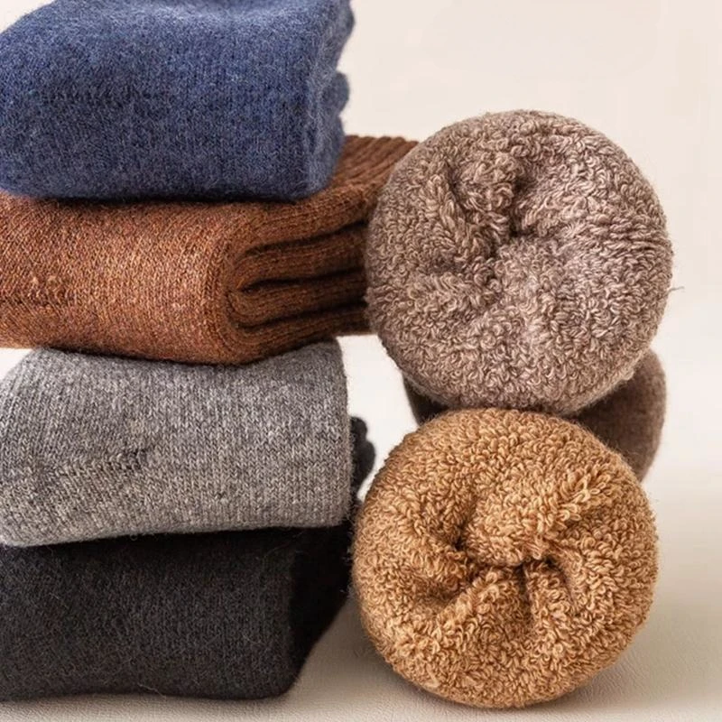 1 Pairs Winter Warm Women Socks Merino Wool Men Super Thicker Solid Against Cold Thermal Plush Thick Snow Terry Socks 6