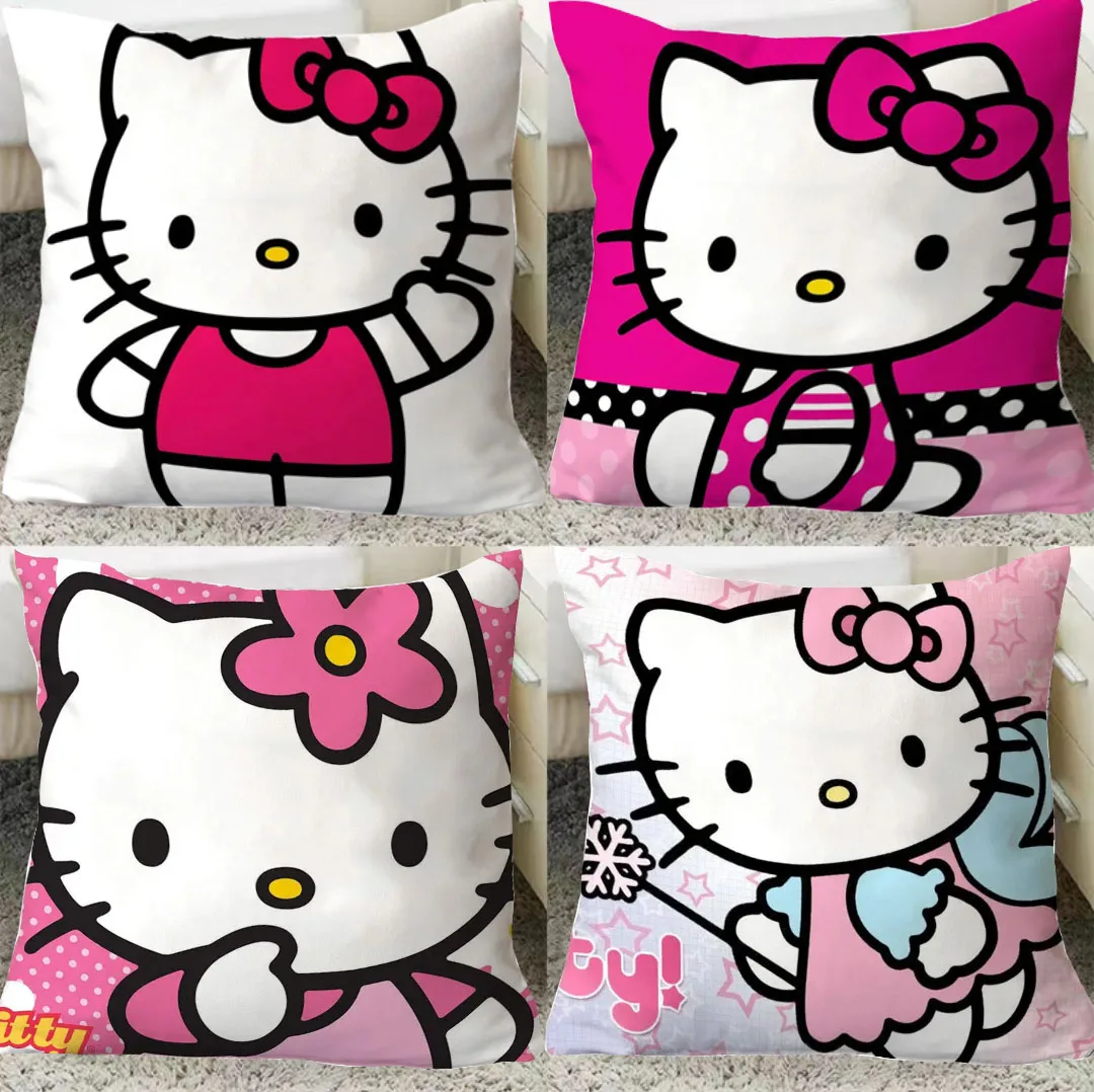 

45X45cm Sanrio Cute HelloKittys Pillow Cover Kawaii Anime Girls Heart Pillow Photo Design Creative Personalized Home Decor Gifts
