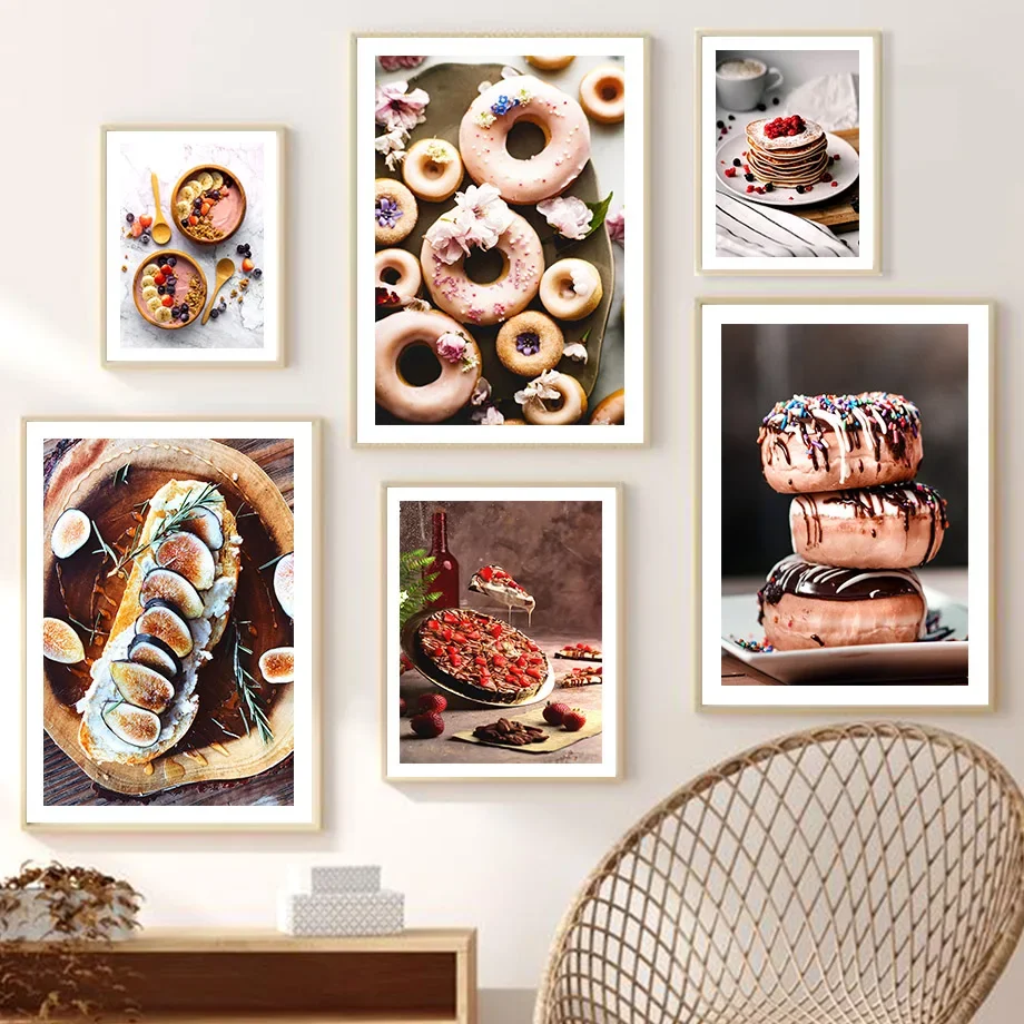 Cioccolato Pizza Caffè Dessert Wall Art Canvas Painting Nordic Poster E Stampe Immagini A Parete Per Ristorante Hotel Shop Decor