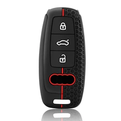 Premium Silicone Key Fob Case Cover - Auto Styling Protection Shell & Holder Accessories (Black)