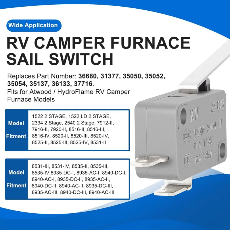 36680 세일 스위치 교체, Atwood 하이드로 불꽃 RV 캠핑카 용광로 모델, 36133 31377 1522, 2 단계 2 팩
