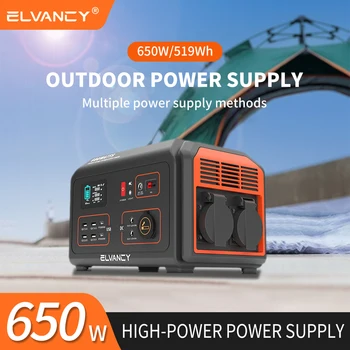 650W 휴대용 발전소 500W 태양광 발전 뱅크 110V 야외 캠핑 충전식 발전기 220V 백업 EU 세금 없음