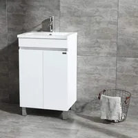 20 Inch Free Standing Bathroom Vanity Cabinet with 2 Doors Undermount Resin Sink and Chrome Faucet Combo White 1