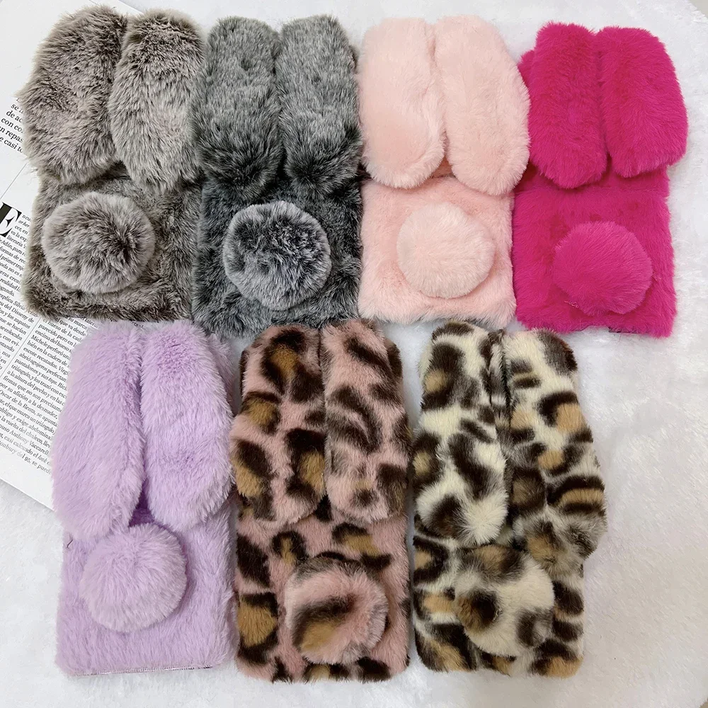 Simpatico Coniglio Peloso Custodia In Pelliccia Calda Per Samsung Galaxy Z Flip 3 5G Z Flip 3 Fashion Lady Cover Per Samsung Galaxy Z-Flip3 5G Zflip3