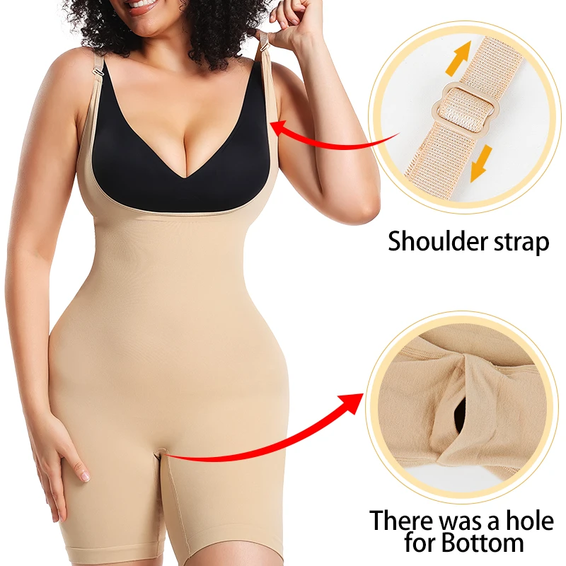 Womens Open Bust Body Shaper Plus Size Shapewear Tummy Control