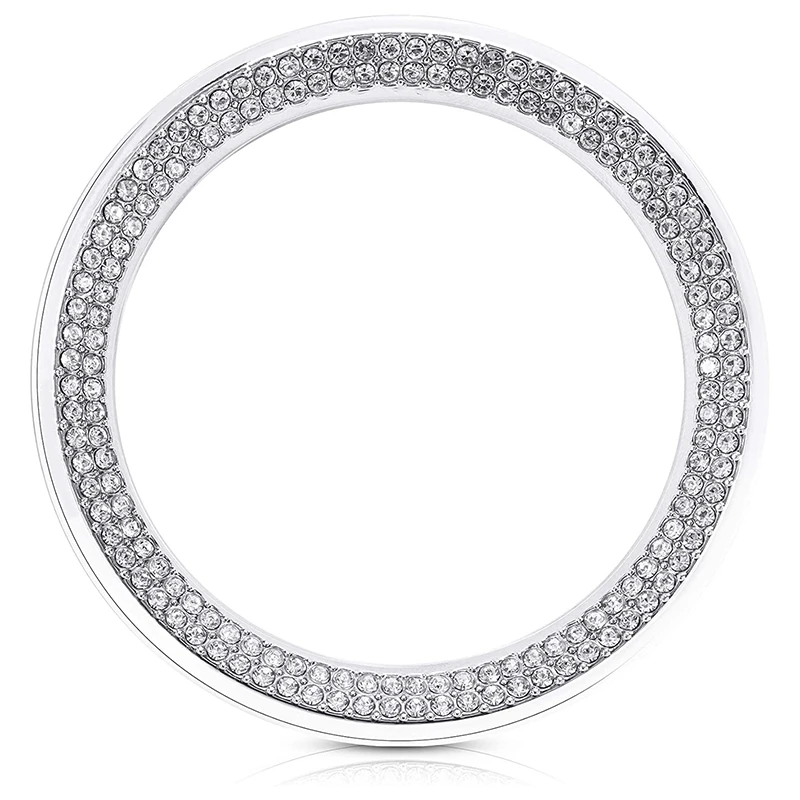 Decalcomania Del Volante Per-Bmw 3 4 5 6 Series X3 X5 Crystal Car Wheel Logo Ring-Strass Logo Sticker Argento