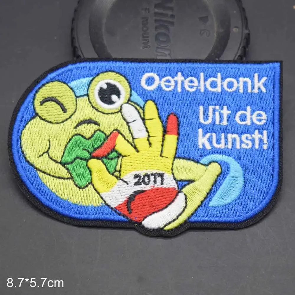 Rot, Weiß, Gelb, Emblem 2011, Oeteldonk Omerrumt Oe Frosch, Karneval, Niederlande, zum Aufbügeln, bestickte Aufnäher für Kleidung
