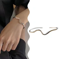 Hot Sale Irregular Glossy Silver Mobius Bracelet Adjustable Individuality Wristband For Women