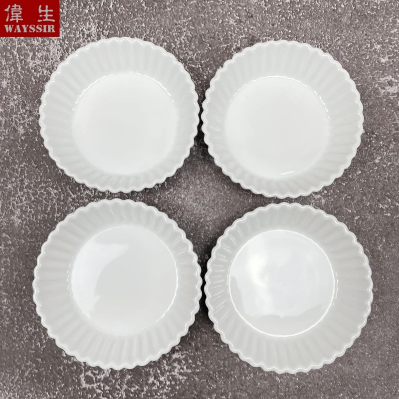 Strip Shaped Mini Size White Ceramics Cake Dish Soy Sauce Porcelain Saucer Kitchen Tableware Food Holder High Quality Bowl