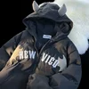 Couples Winter Devil Bread Clothing Casual Hooded Jacket Embroidered Cotton-padded Y2K Jackets Coats New Jacket In Winter 2023 1